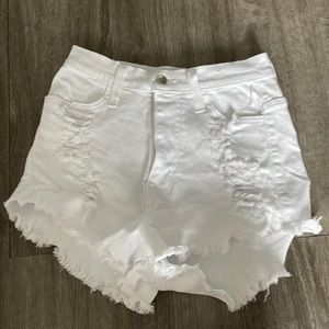 high waisted white shorts